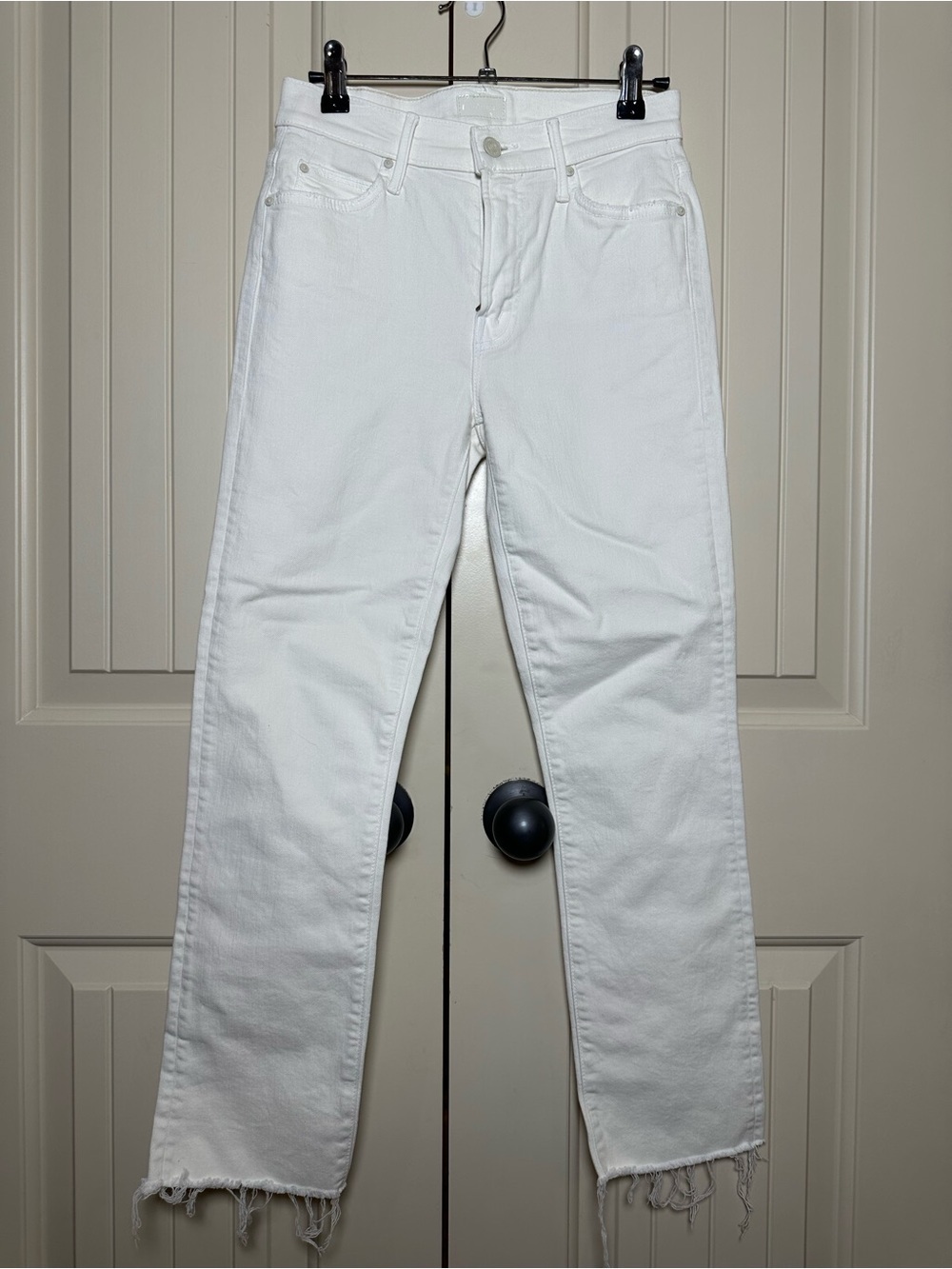 Mother The Rascal Crop Fray Jeans Off-White/ Cream Size 25 Casual Trendy Preppy - Picture 3 of 14